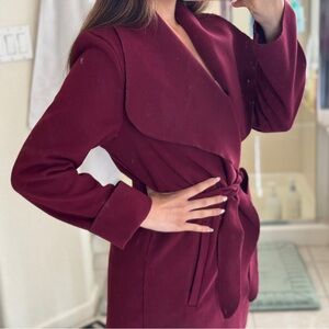 Elegant Burgundy Wrap Coat